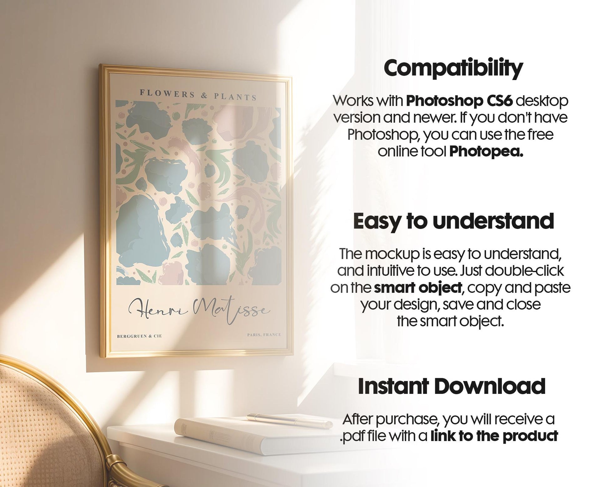 Interior Wall Frame Mockup PSD | Frame Mockup Frames | Interior Wall Poster | Interior Poster Shop Mockup