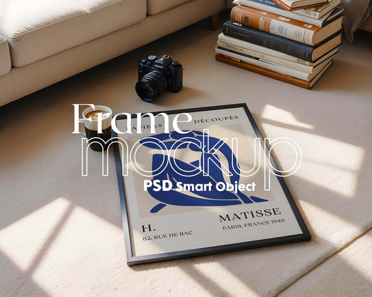 Blank Wooden Poster Frame Mockup, Minimalist Frame Mockup for Digital Download, Posters and Artwork Smart Object Instant Download