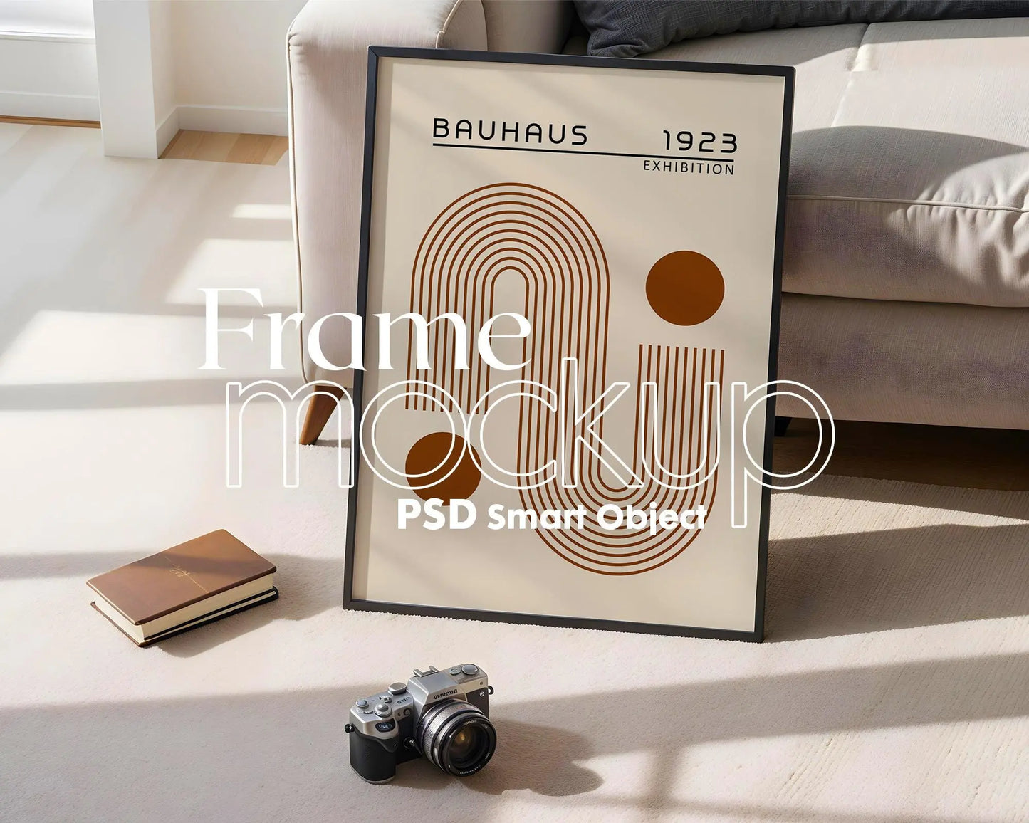 Wooden Frame Leaning on the Wall Mockup PSD | Frame Mockup Frames | Interior Wall Poster | Interior Poster Shop Mockup