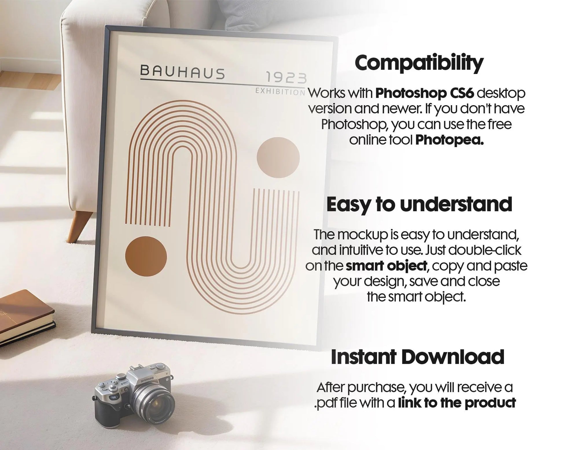 Wooden Frame Leaning on the Wall Mockup PSD | Frame Mockup Frames | Interior Wall Poster | Interior Poster Shop Mockup