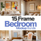 Bedroom Frame Mockup PSD Bundle - 15 Wood Frame & Wall Poster Templates for Bedroom Decor, Editable PSD Frames Set