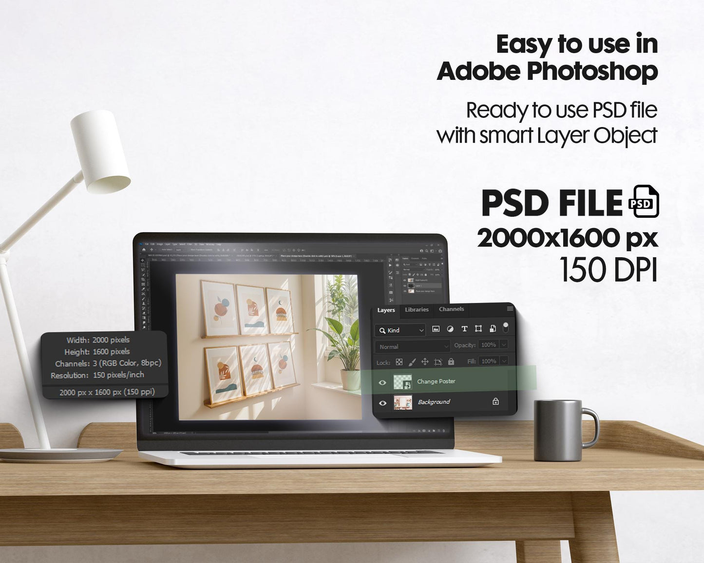 6 Frame Mockup in Home Interior | 6 Frame Mockup Frames | Interior Wall Poster | Interior Poster Shop Mockup