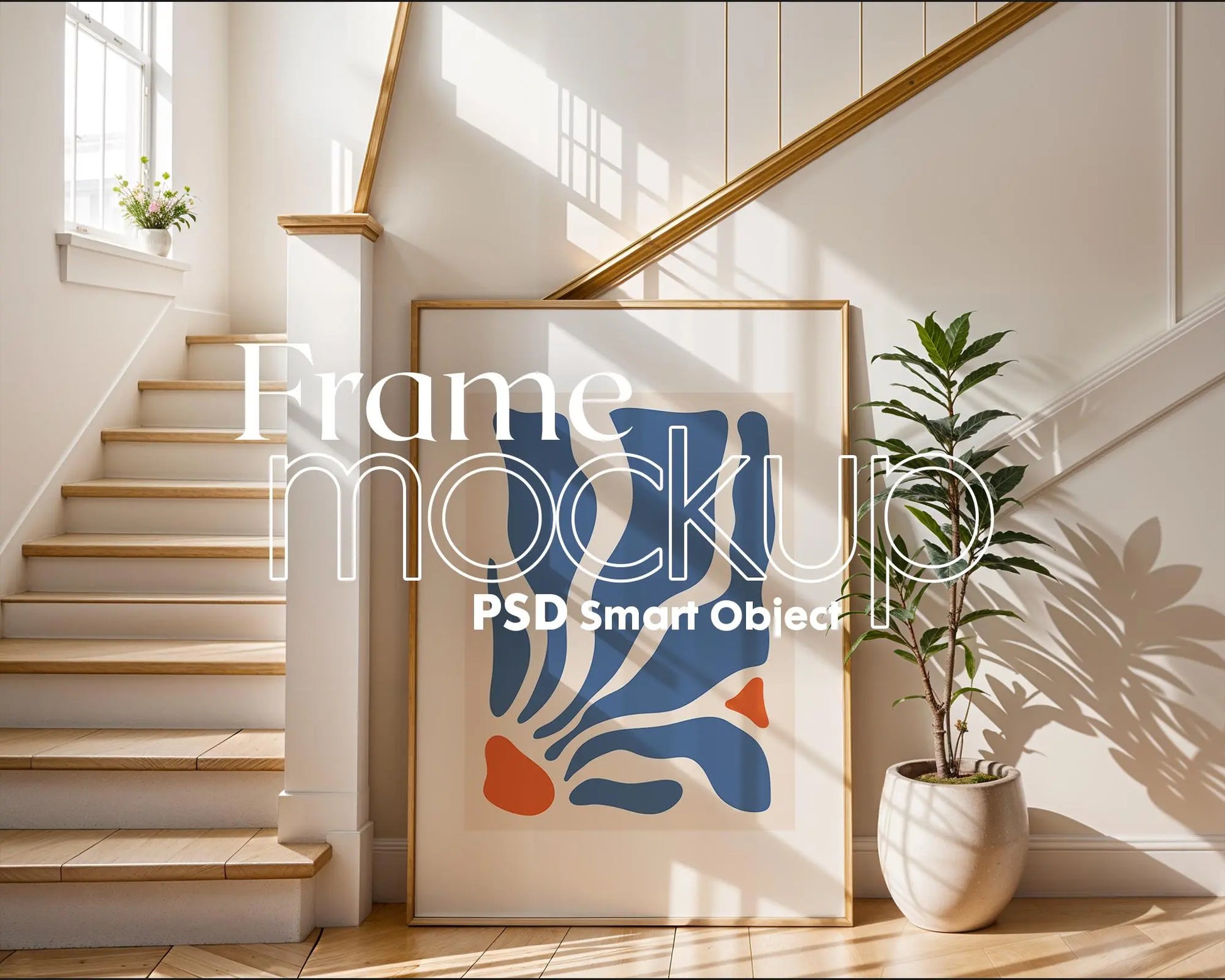 Soft Aesthetic Interior Frame Mockup | ISO A DIN Ratio | Thin Wood Frame | PSD Mockup | Frame Mockup Midcentury Minimal Home Interior