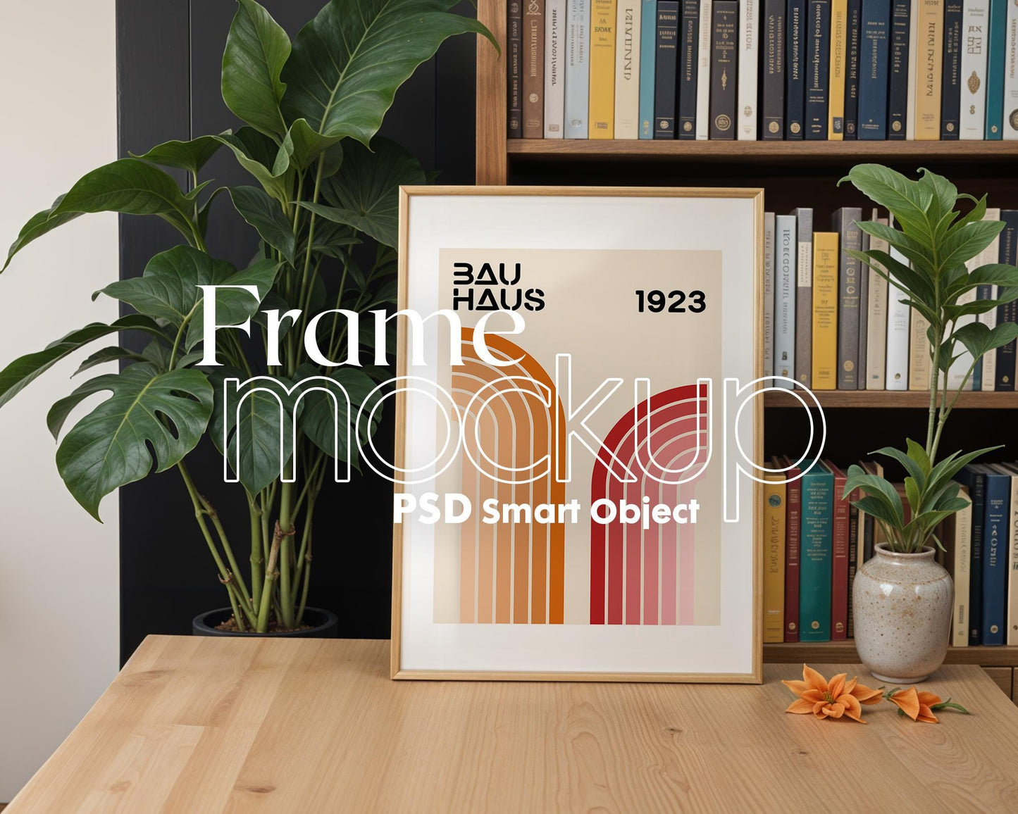 Soft Aesthetic Interior Frame Mockup | ISO A DIN Ratio | Thin Wood Frame | PSD Mockup | Frame Mockup Midcentury Minimal Home Interior