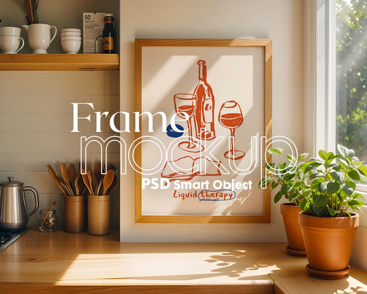 Kitchen Frame Mockup Collection | DIN A Artwork Mockup Frames | Kitchen Wall Art, Digital Prints, and Poster Shop Mockup