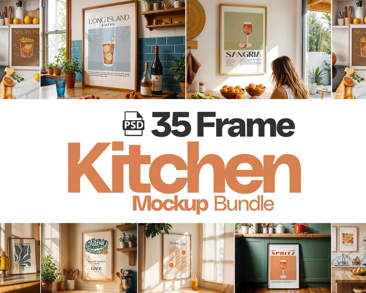 35 Kitchen Frames Mockup PSD Bundle Set, Kitchen Frame Mockup Bundle, 35 PSD Kitchen Mockup Frame, PSD Frames Bundle