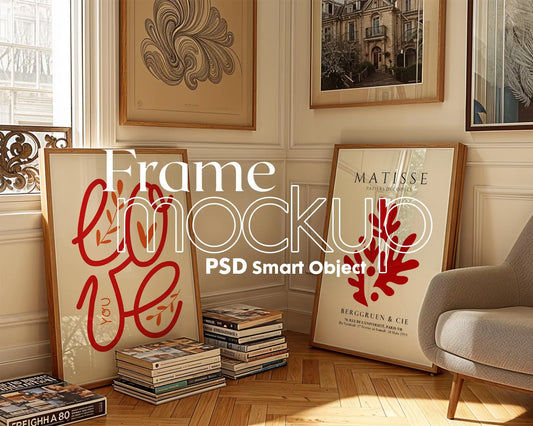 2 Frames Mockup PSD, Mockup Frames, Double Frames Mockup, Set of 2 Mock Up, Wall Art Display, Poster Mockup, Interior Wall Poster Mockup PSD