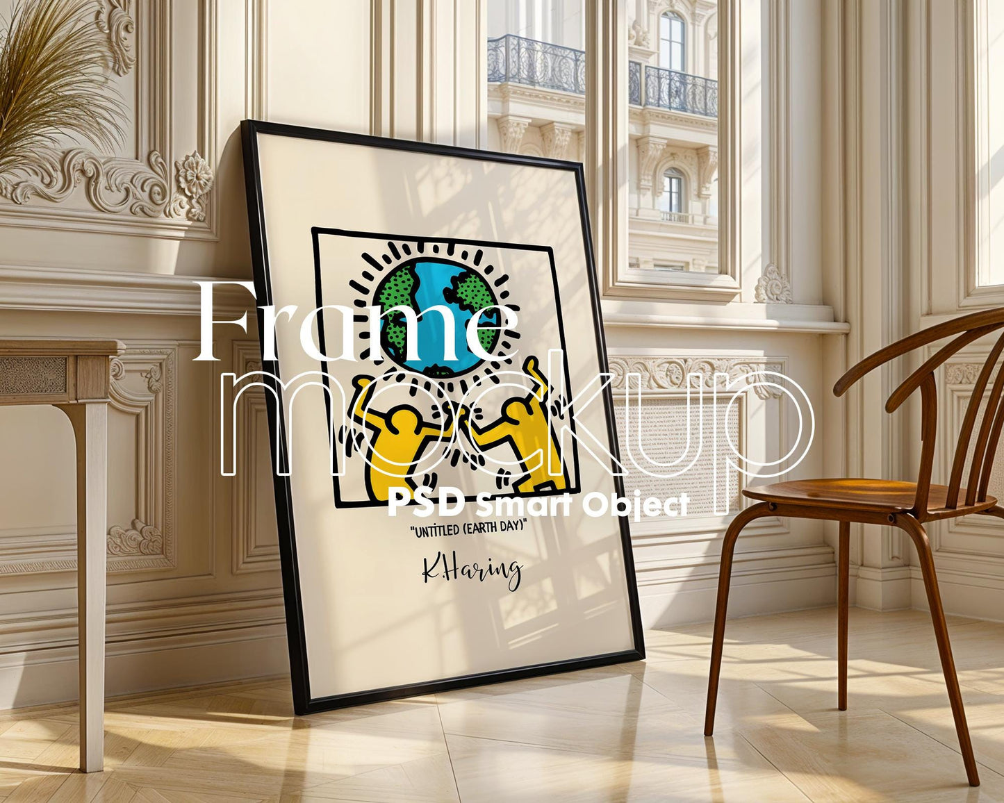 Blank Wooden Poster Frame Mockup, Minimalist Frame Mockup for Digital Download, Posters and Artwork Smart Object Instant Download