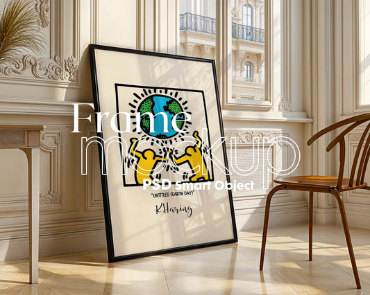 Blank Wooden Poster Frame Mockup, Minimalist Frame Mockup for Digital Download, Posters and Artwork Smart Object Instant Download