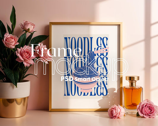 Blank Wooden Poster Frame Mockup, Minimalist Frame Mockup for Digital Download, Posters and Artwork Smart Object Instant Download