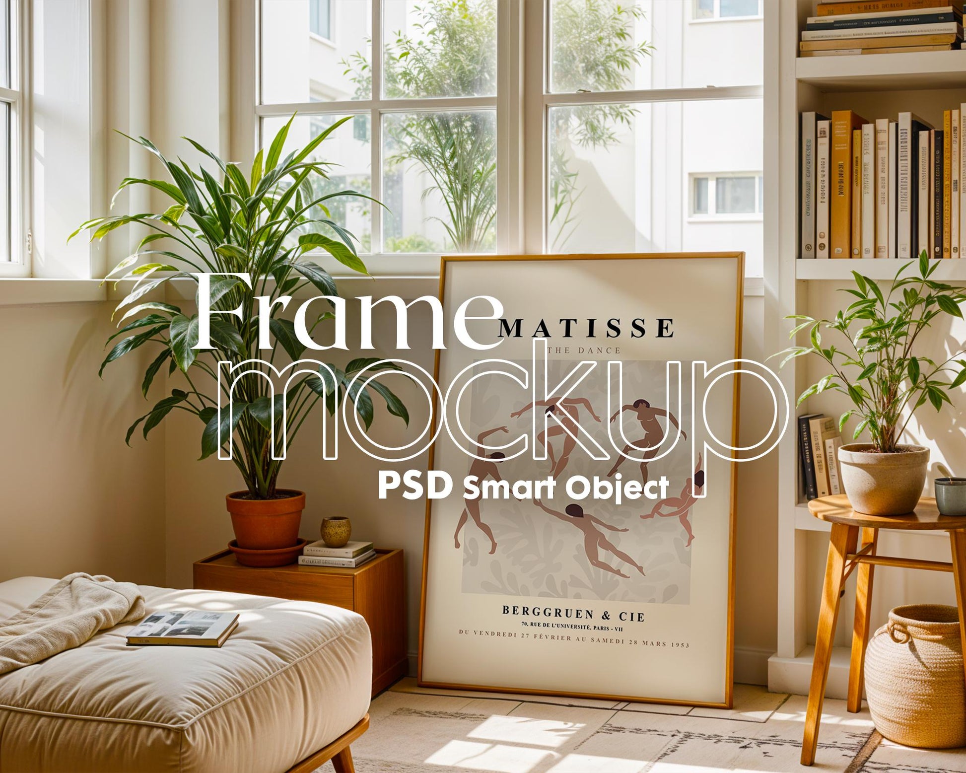 Boho Frame Mockup PSD, Scandinavian Wooden Frame Mockup, Poster Mockup PSD , Frame Mockup for Print, Frame Mockup Smart Object