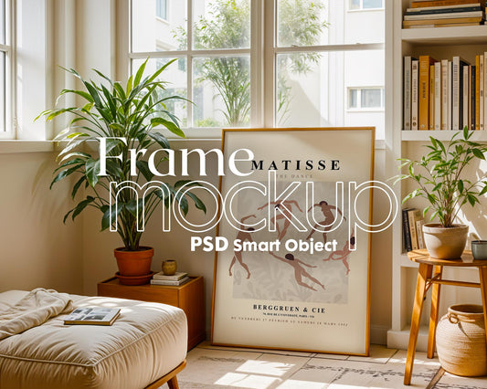 Boho Frame Mockup PSD, Scandinavian Wooden Frame Mockup, Poster Mockup PSD , Frame Mockup for Print, Frame Mockup Smart Object