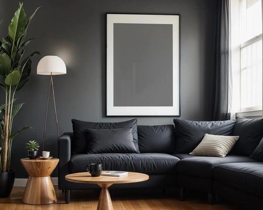 Soft Aesthetic Interior Frame Mockup | ISO A DIN Ratio | Thin Wood Frame | PSD Mockup | Frame Mockup Midcentury Minimal Home Interior