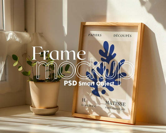 Blank Wooden Poster Frame Mockup, Minimalist Frame Mockup for Digital Download, Posters and Artwork Smart Object Instant Download