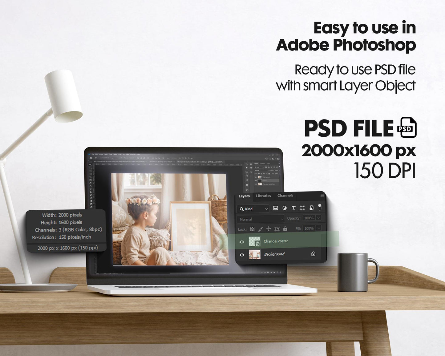 Frame Nursery Mockup in Home Interior PSD | Nursery Frame Mockup Frames | Nursery Wall Poster | Poster Shop Mockup