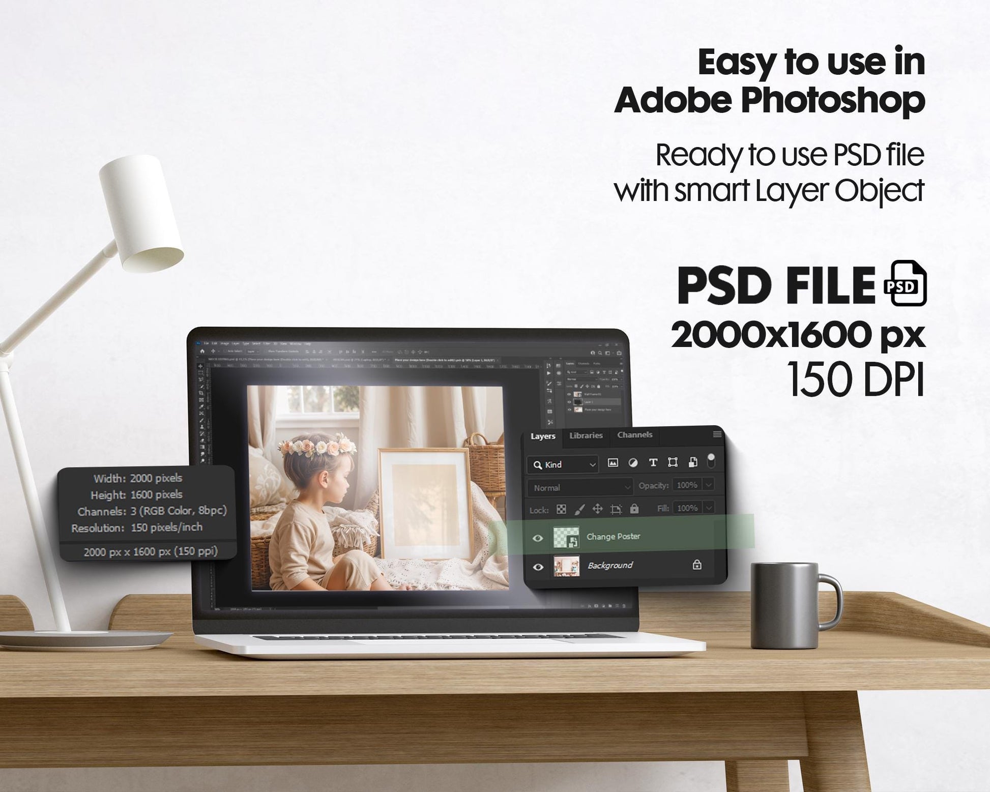 Frame Nursery Mockup in Home Interior PSD | Nursery Frame Mockup Frames | Nursery Wall Poster | Poster Shop Mockup