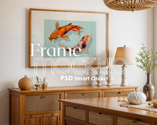 Horizontal Frame Mockup PSD, Scandinavian Wooden Frame Mockup, Poster Mockup PSD , Frame Mockup for Print, Frame Mockup Smart Object