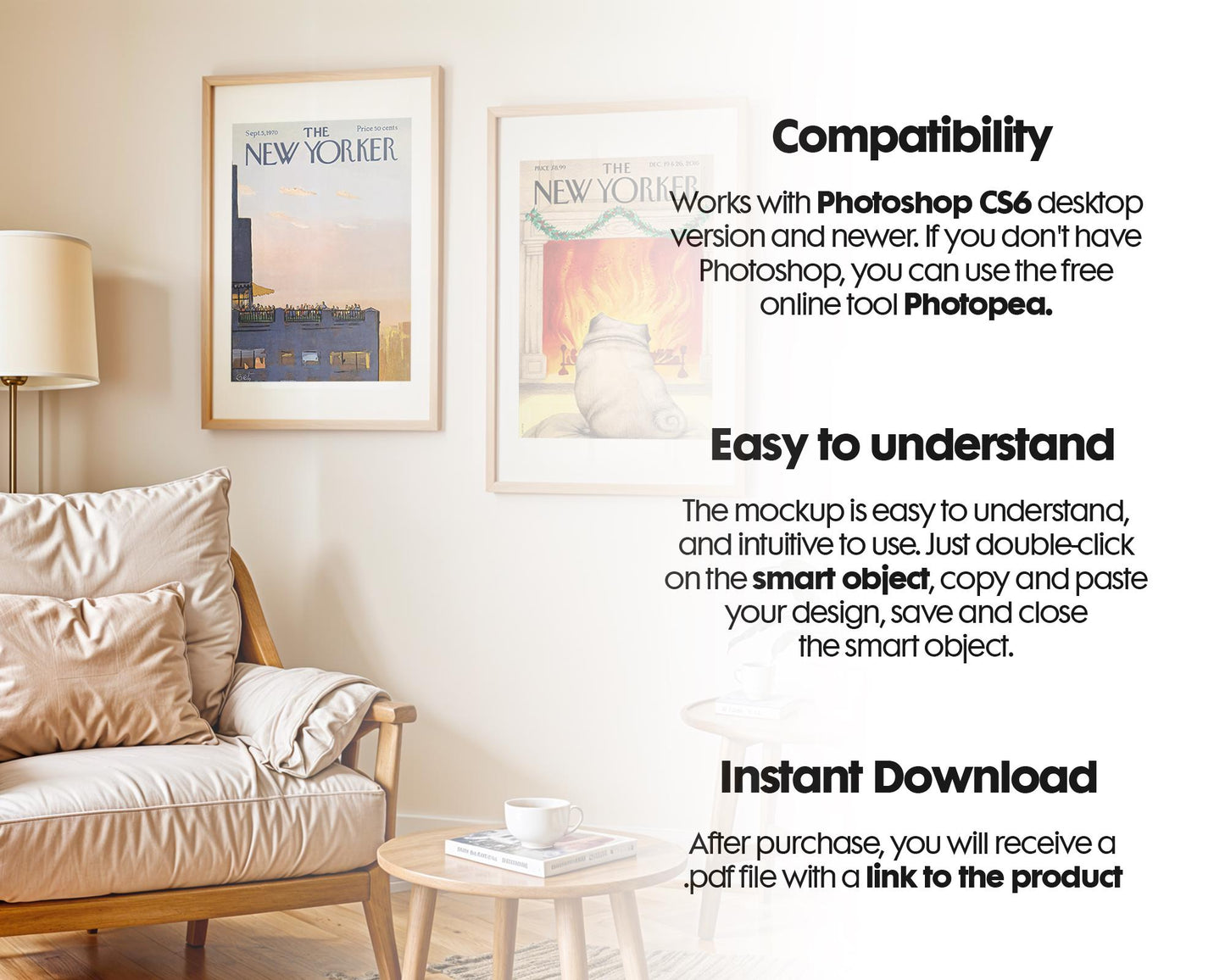 2 Frames Mockup PSD, Mockup Frames, Double Frames Mockup, Set of 2 Mock Up, Wall Art Display, Poster Mockup, Interior Wall Poster Mockup PSD