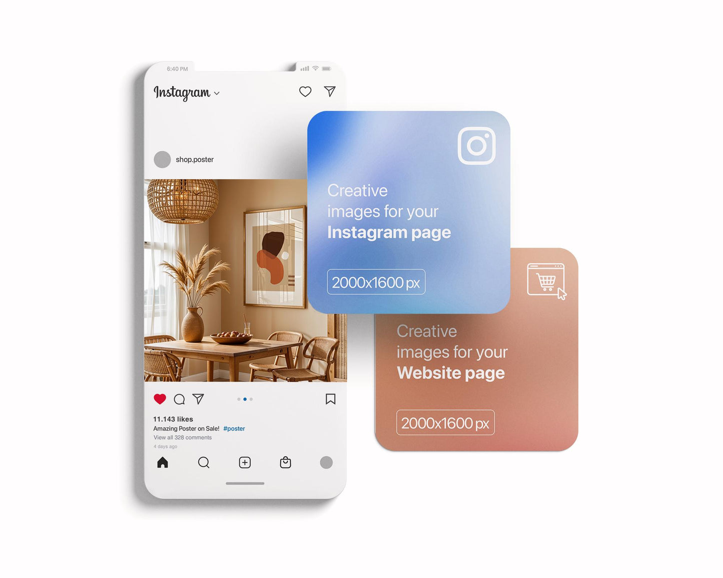 Frame Mockup in Kitchen, ISO A DIN Ratio, Thin Wood Frame, PSD Mockup, Minimal Modern Home Interior Design Mockup