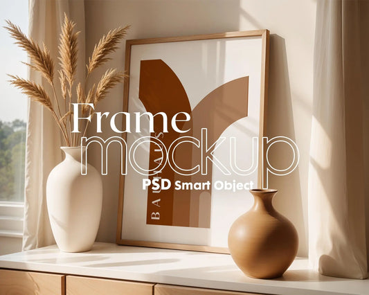 Blank Wooden Poster Frame Mockup, Minimalist Frame Mockup for Digital Download, Posters and Artwork Smart Object Instant Download
