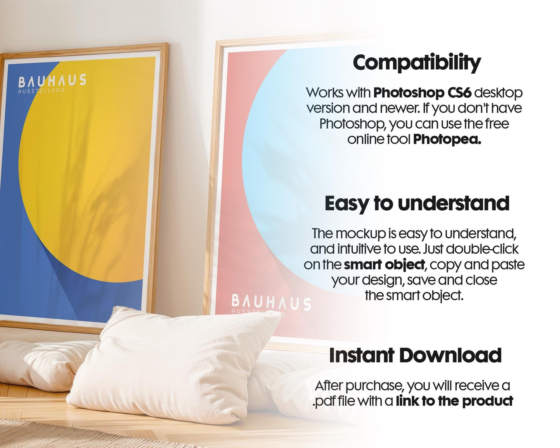 2 Frames Mockup PSD, Mockup Frames, Double Frames Mockup, Set of 2 Mock Up, Wall Art Display, Poster Mockup, Interior Wall Poster Mockup PSD