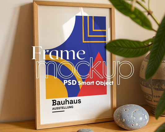 Blank Wooden Poster Frame Mockup, Minimalist Frame Mockup for Digital Download, Posters and Artwork Smart Object Instant Download