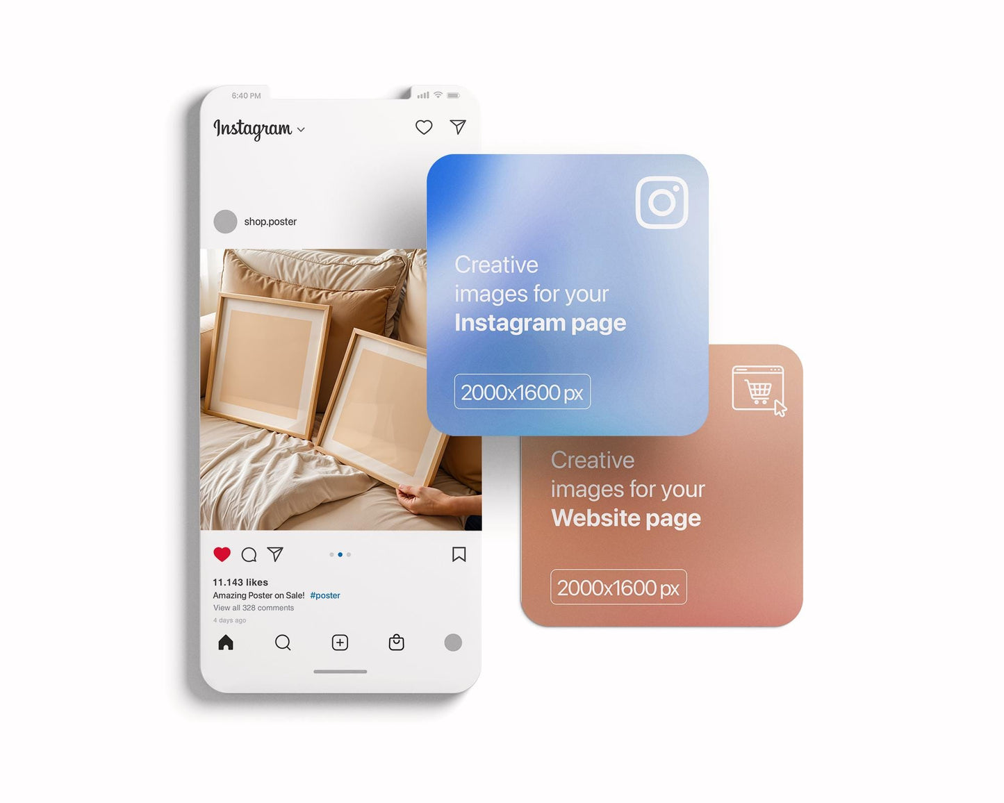 Interior 2 Square Frame Mockup PSD Mockup Frames | Interior Art Frame | Interior Poster Frame | Shop Mockup