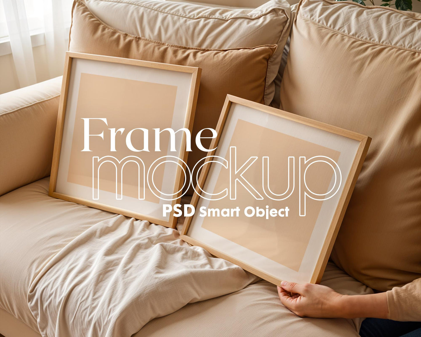 Interior 2 Square Frame Mockup PSD Mockup Frames | Interior Art Frame | Interior Poster Frame | Shop Mockup