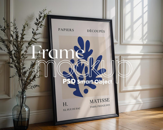 Blank Wooden Poster Frame Mockup, Minimalist Frame Mockup for Digital Download, Posters and Artwork Smart Object Instant Download