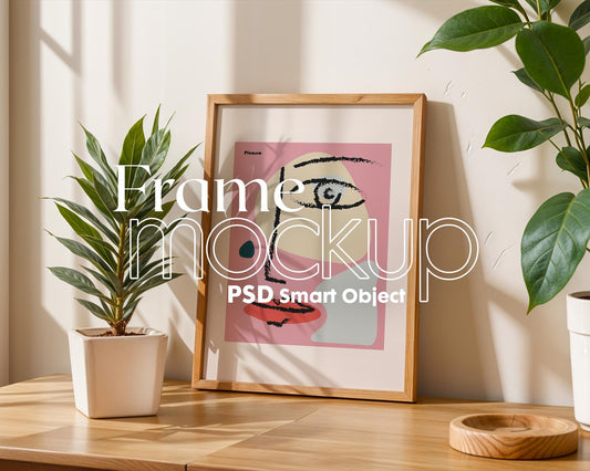 Blank Wooden Poster Frame Mockup, Minimalist Frame Mockup for Digital Download, Posters and Artwork Smart Object Instant Download