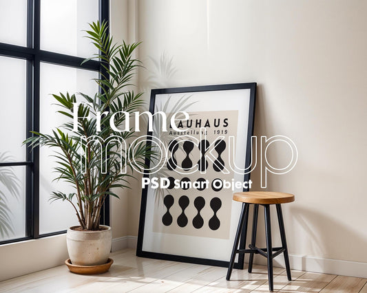 Blank Wooden Poster Frame Mockup, Minimalist Frame Mockup for Digital Download, Posters and Artwork Smart Object Instant Download
