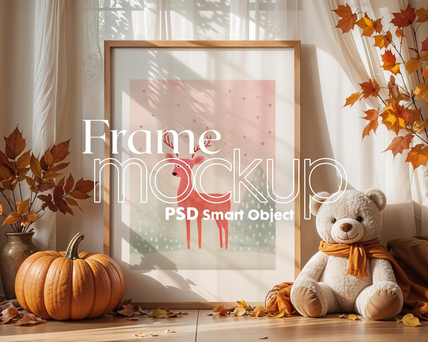 Halloween Frame Mockup Nursery, Frame Mockup,Halloween Art Mockup,Kids Room Halloween Frame,Minimalist Frame Mockup