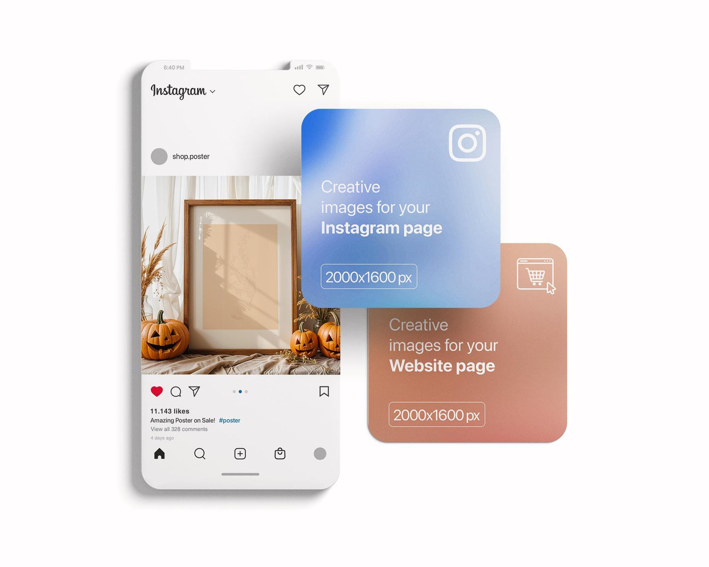 Halloween Frame Mockup PSD, Halloween Wall Art, Rustic Autumn & Pumpkins Vertical Artwork, Spooky Art Mockup,