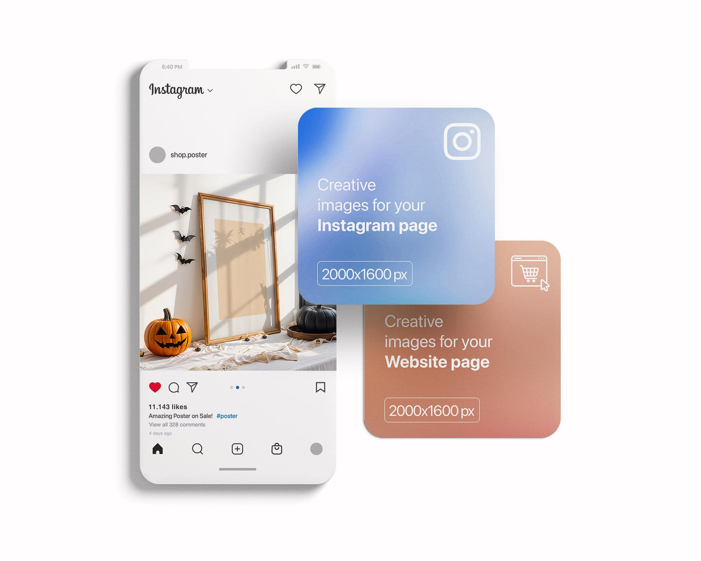 Halloween Frame Mockup PSD, Halloween Wall Art, Rustic Autumn & Pumpkins Vertical Artwork, Spooky Art Mockup,