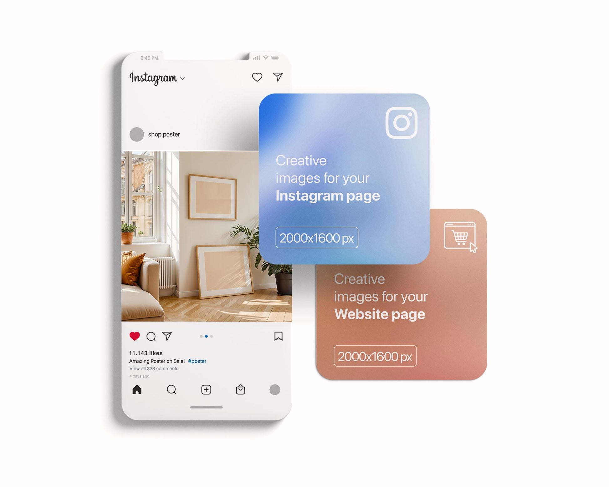 Scandinavian Interior Poster Horizontal Frame Mockup, Minimalist Decor Frame Mockup for Digital Download,