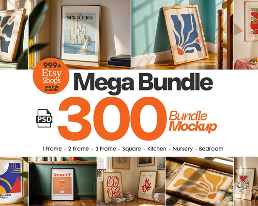 300+ Frames Mockup PSD Bundle Set, Frame Mockup Bundle, 300+ PSD Wall Mockup Frame, PSD Frames Bundle, Mega Bundle Frames Mockup