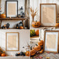10 Halloween Frame Mockup PSD, Halloween Wall Art, Rustic Autumn & Pumpkins Vertical Artwork, Spooky Art Mockup,