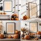 10 Halloween Frame Mockup PSD, Halloween Wall Art, Rustic Autumn & Pumpkins Vertical Artwork, Spooky Art Mockup,