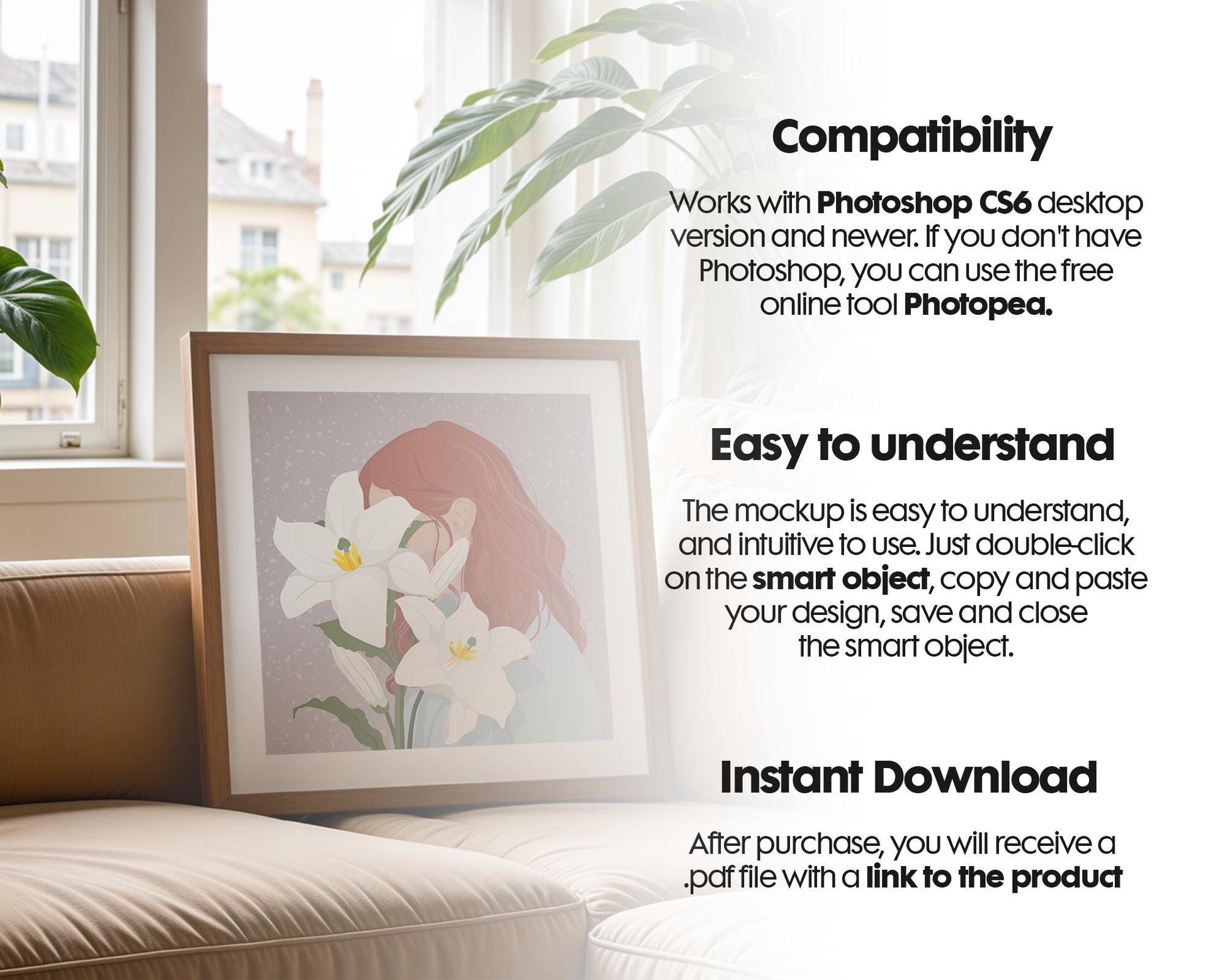 Square Frame Mockup PSD, Square Mockup Frame PSD, Interior Square Art Frame, Interior Poster Frame, Square Poster Frame Mockup PSD