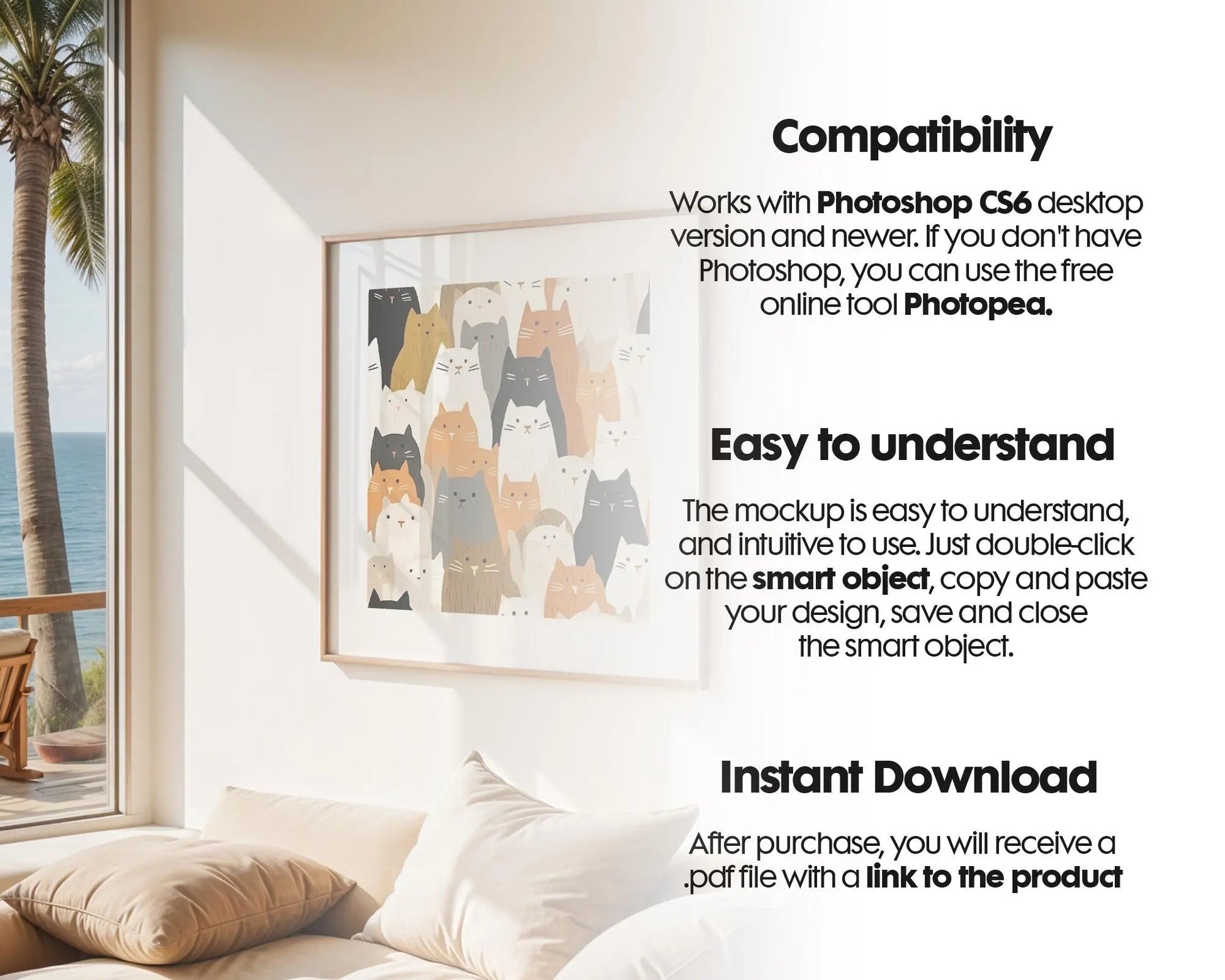 Square Frame Mockup PSD, Square Mockup Frame PSD, Interior Square Art Frame, Interior Poster Frame, Square Poster Frame Mockup PSD