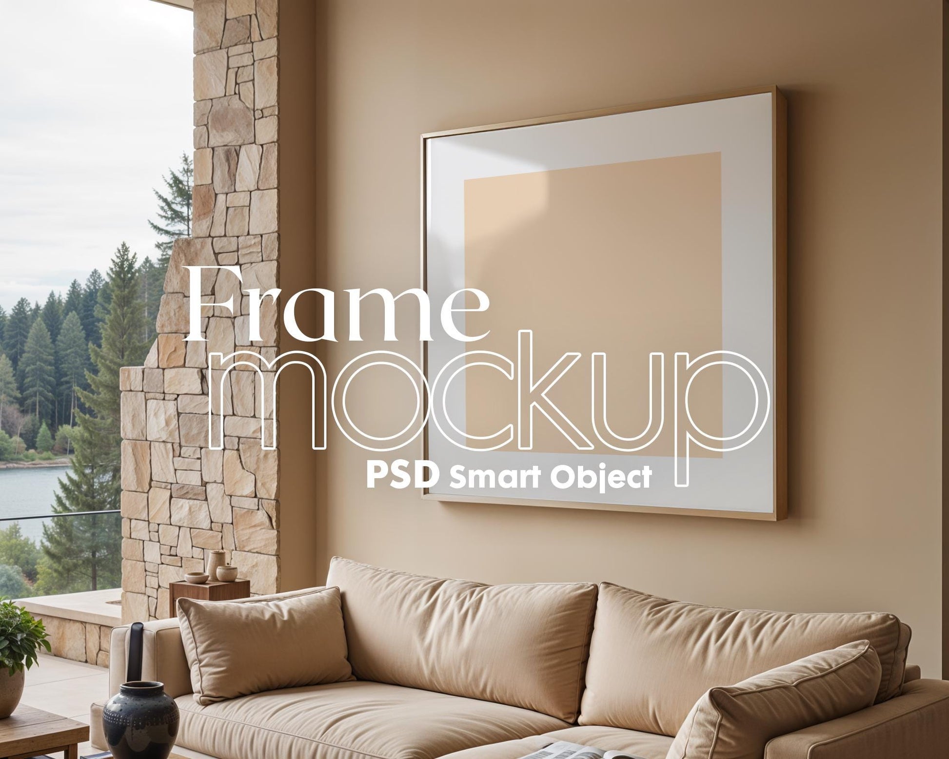 Square Frame Mockup PSD, Square Mockup Frame PSD, Interior Square Art Frame, Interior Poster Frame, Square Poster Frame Mockup PSD