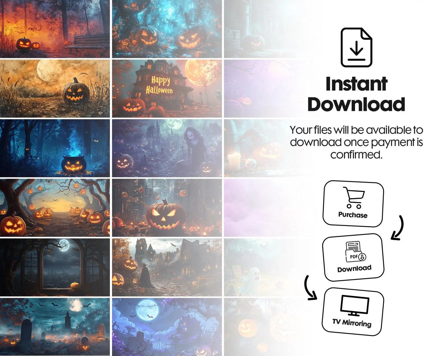 250 Halloween Frame TV Art Set, Spooky Fall TV Art, Halloween Digital Art for Frame TV, Halloween Tv Art Bundle, Fall and Spooky Halloween