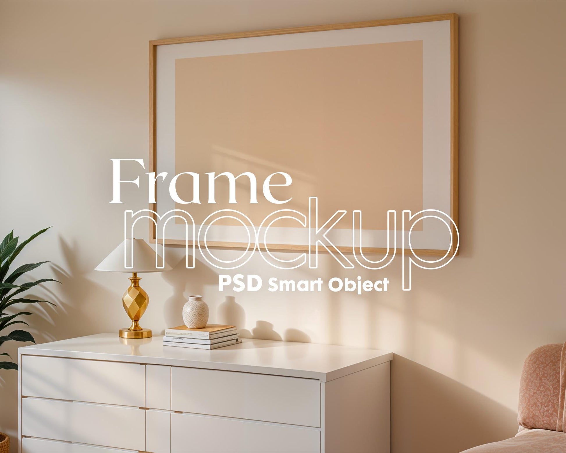 Horizontal Frame Mockup PSD, Scandinavian Wooden Frame Mockup, Poster Mockup PSD , Frame Mockup for Print, Frame Mockup Smart Object