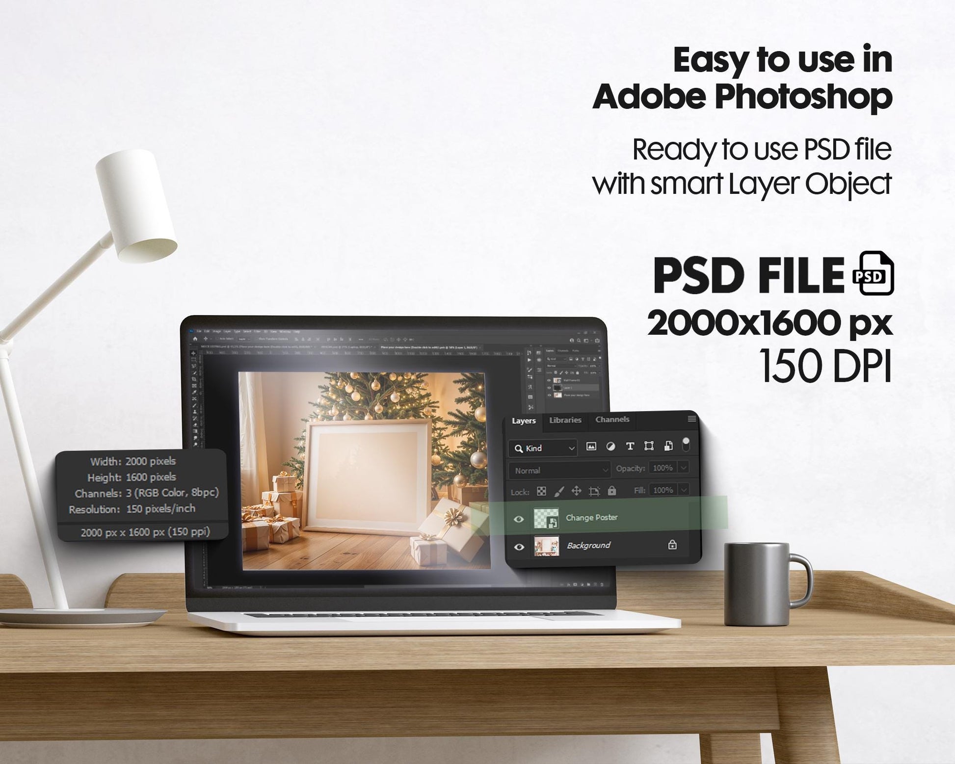 Christmas Frame Mockup PSD, Christmas Holiday Frame Mockup, Christmas Mockup Poster Presentation, Christmas Interior Frame Mockup