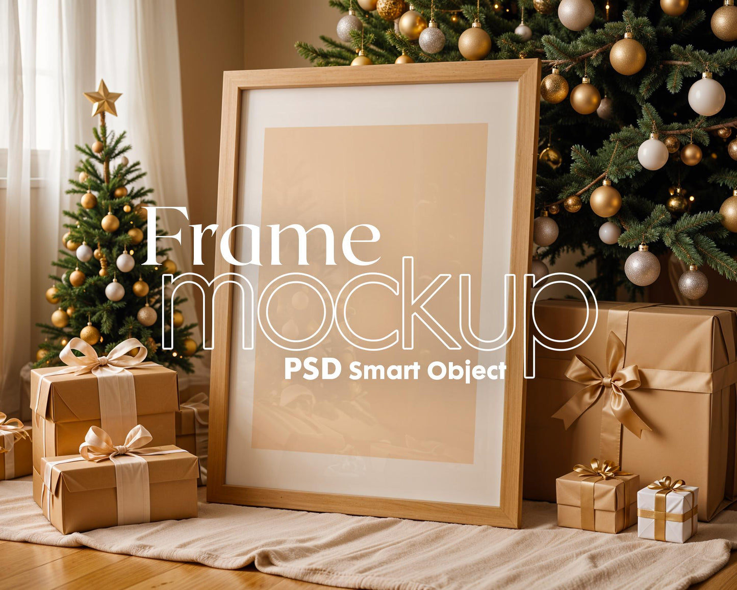 Christmas Frame Mockup PSD, Christmas Holiday Frame Mockup, Christmas Mockup Poster Presentation, Christmas Interior Frame Mockup