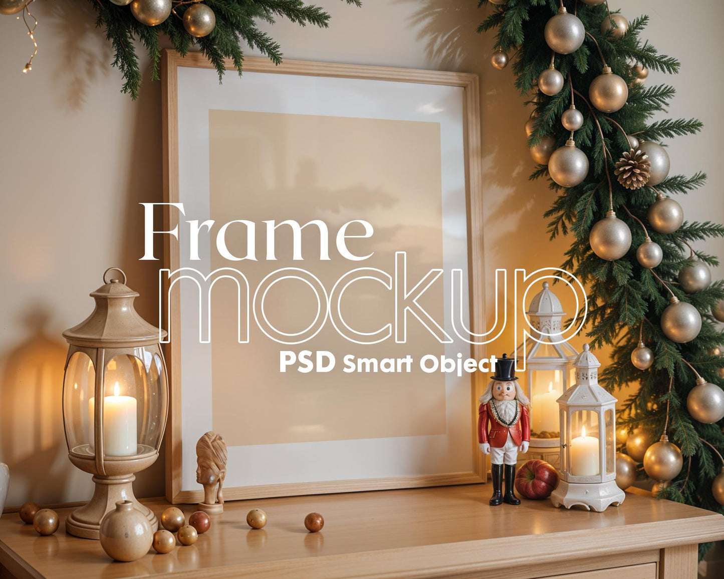 Christmas Frame Mockup PSD, Christmas Holiday Frame Mockup, Christmas Mockup Poster Presentation, Christmas Interior Frame Mockup