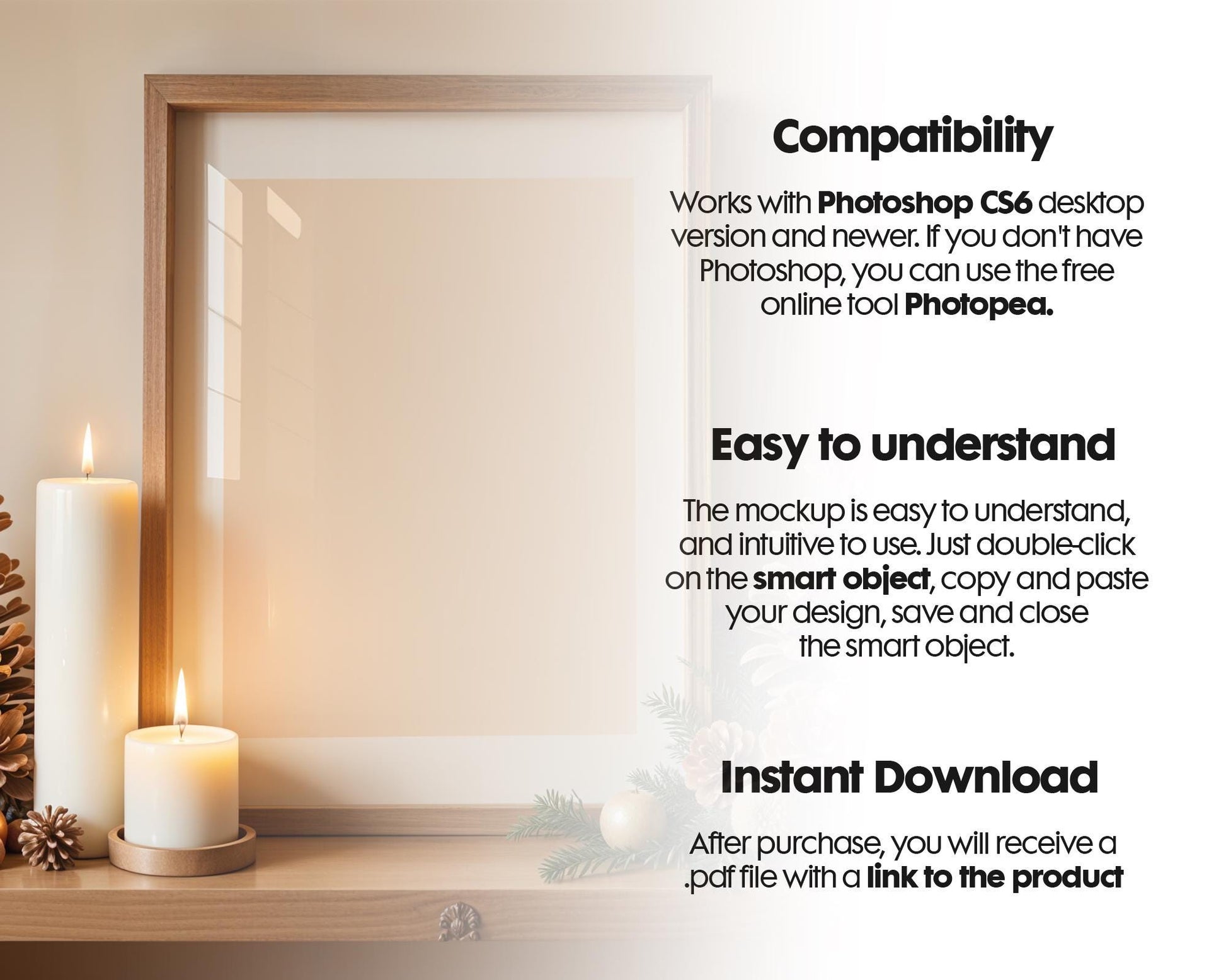 Christmas Frame Mockup PSD, Christmas Holiday Frame Mockup, Christmas Mockup Poster Presentation, Christmas Interior Frame Mockup