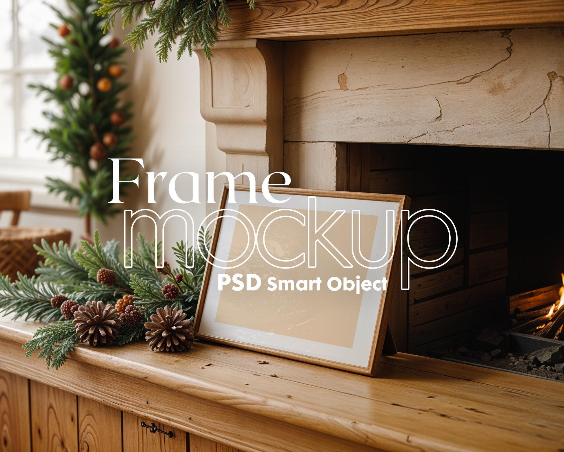Christmas Frame Mockup PSD, Christmas Holiday Frame Mockup, Christmas Mockup Poster Presentation, Christmas Interior Frame Mockup
