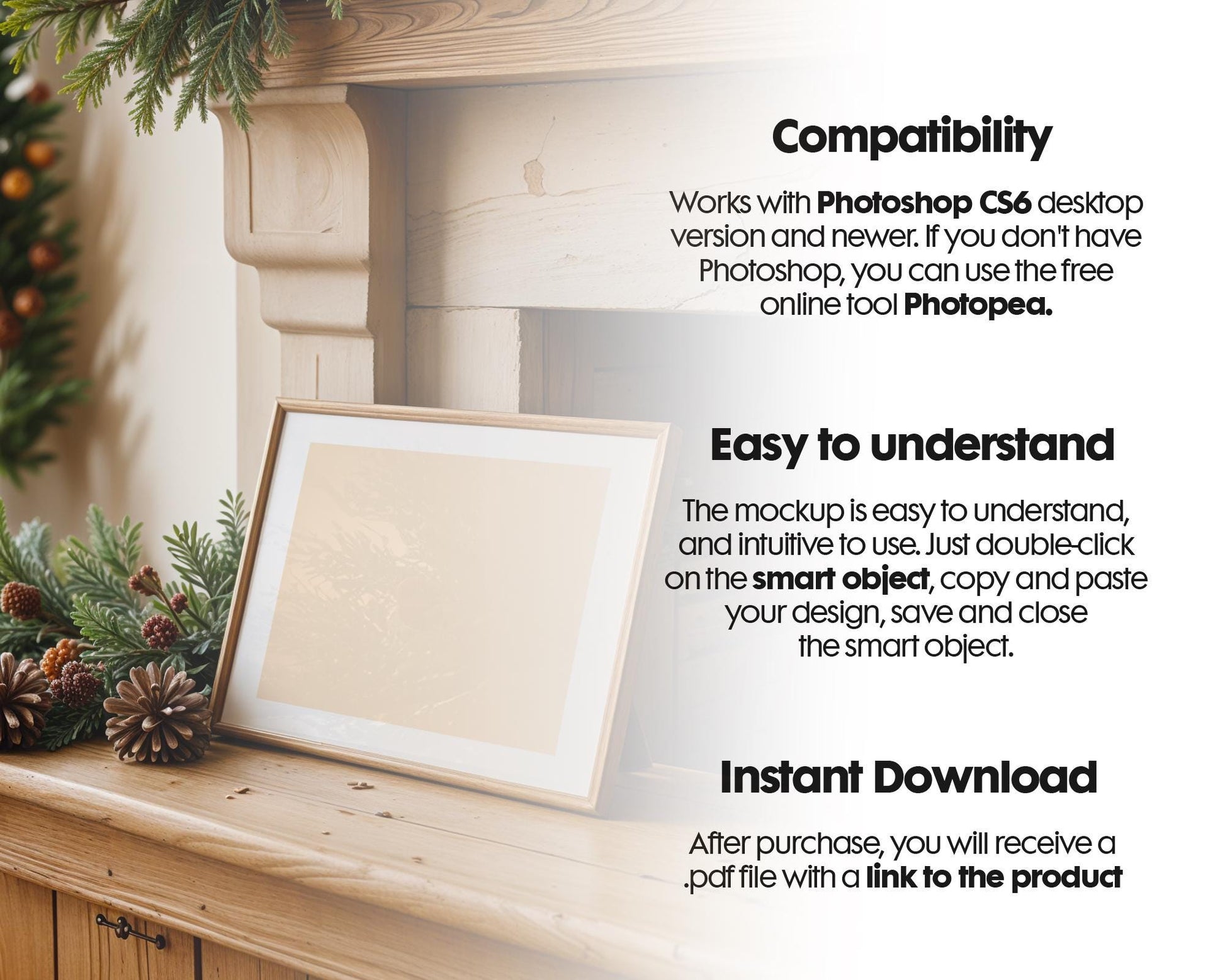 Christmas Frame Mockup PSD, Christmas Holiday Frame Mockup, Christmas Mockup Poster Presentation, Christmas Interior Frame Mockup