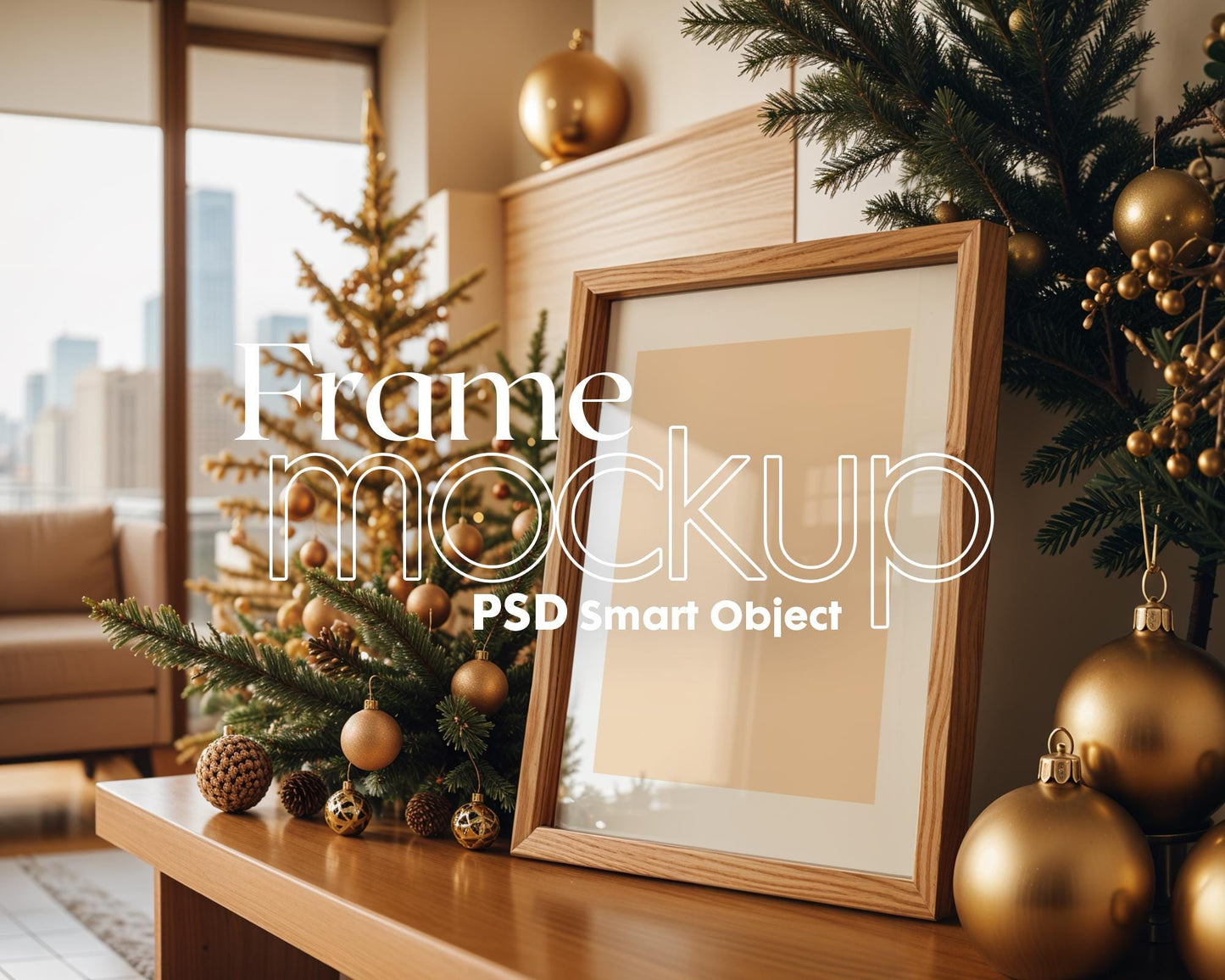 Christmas Frame Mockup PSD, Christmas Holiday Frame Mockup, Christmas Mockup Poster Presentation, Christmas Interior Frame Mockup